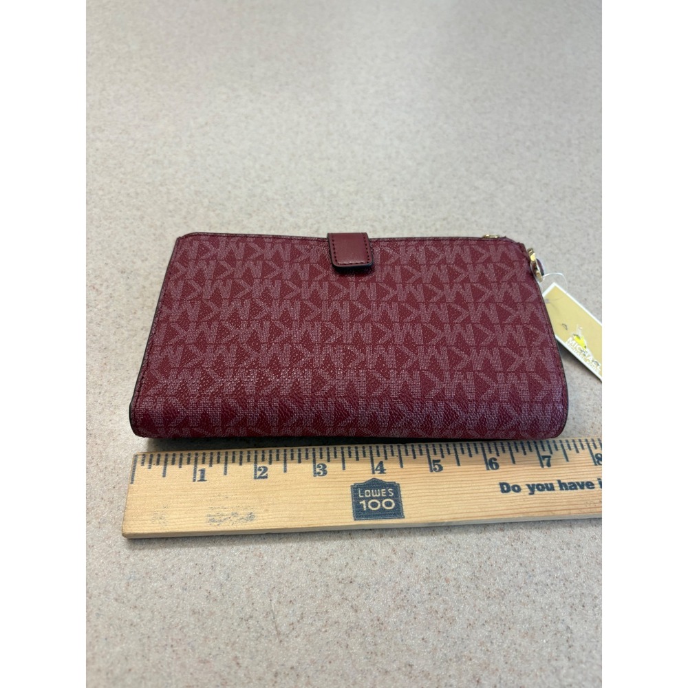 Michael Kors Jet Set Double Zip Wristlet Wallet Mulberry MK Logo NWT - Picture 8 of 11